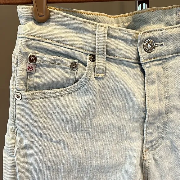 🇪🇸 AG Farrah High Rise Skinny Ankle denim jeans frayed hem light blue 26R