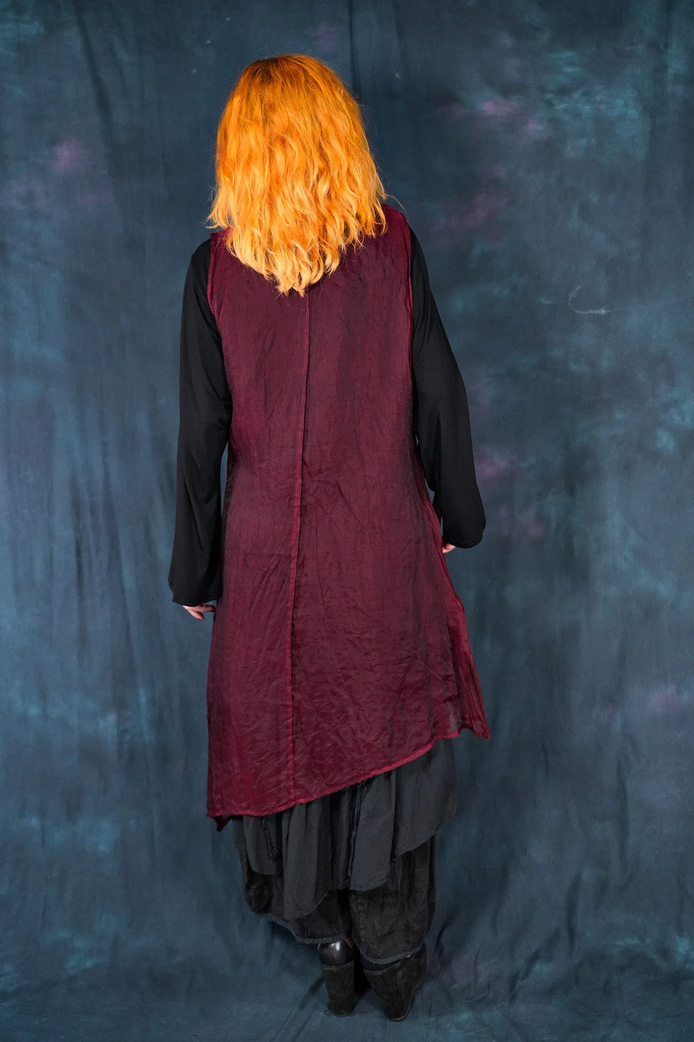 6113 B Asymmetrical Organza Shift Merlot-P