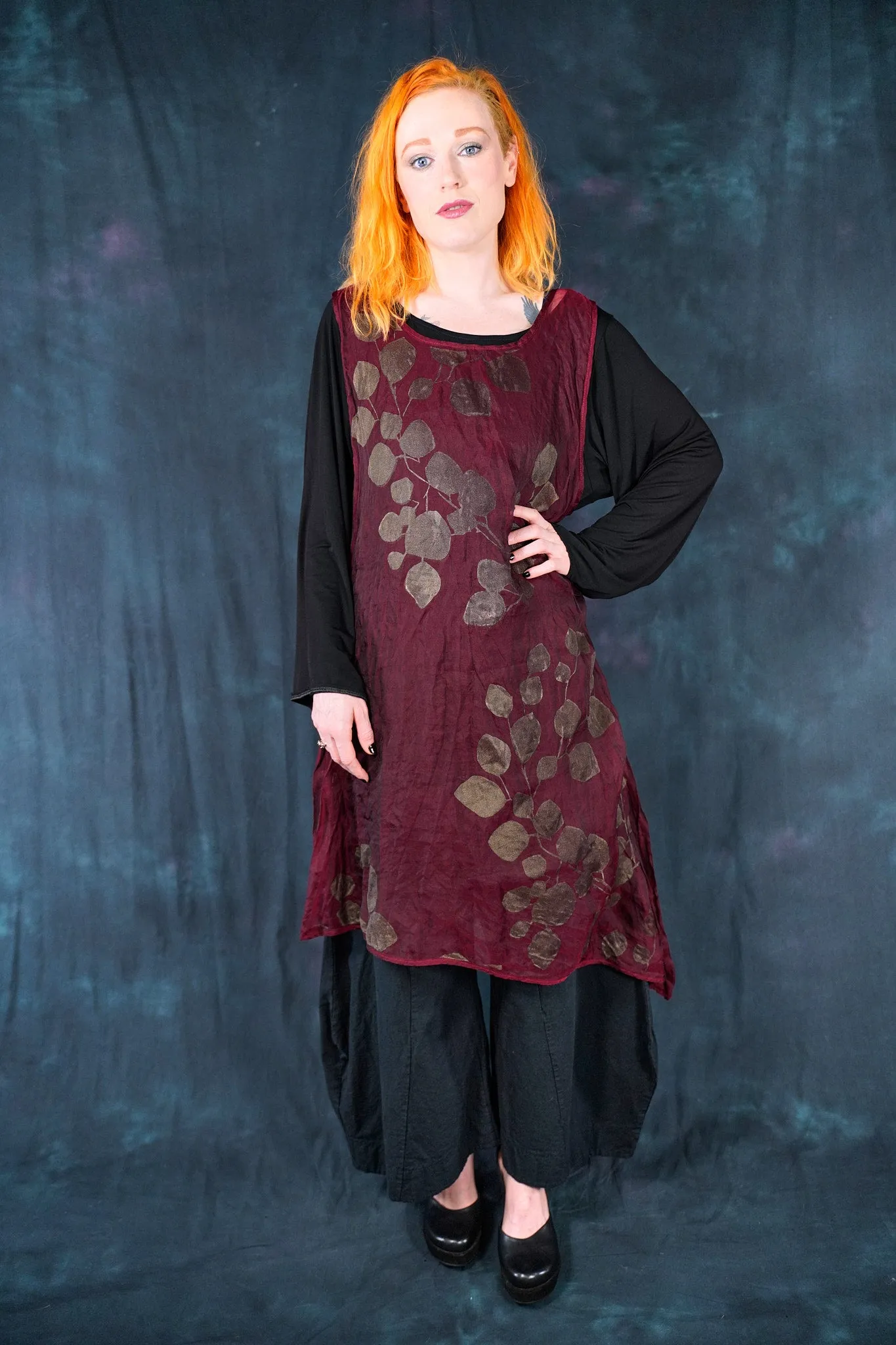 6113 B Asymmetrical Organza Shift Merlot-P