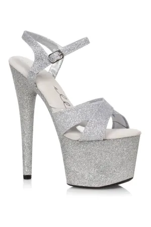 709-VICKY Sandal | Silver Faux Leather