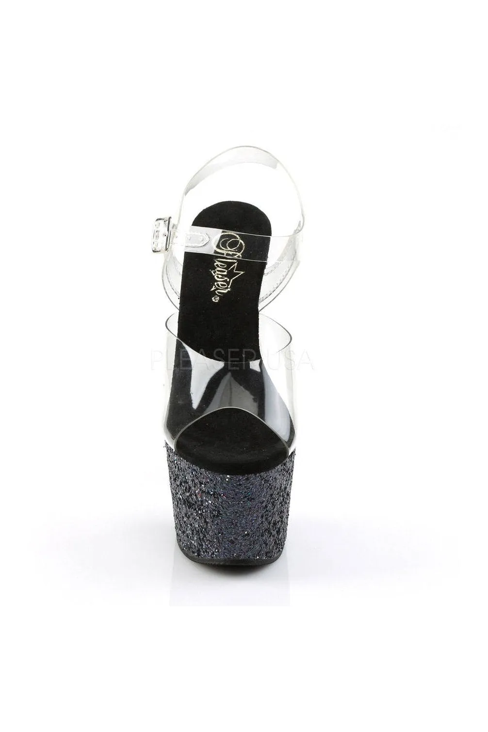 ADORE-708LG Platform Sandal  | Black Vinyl