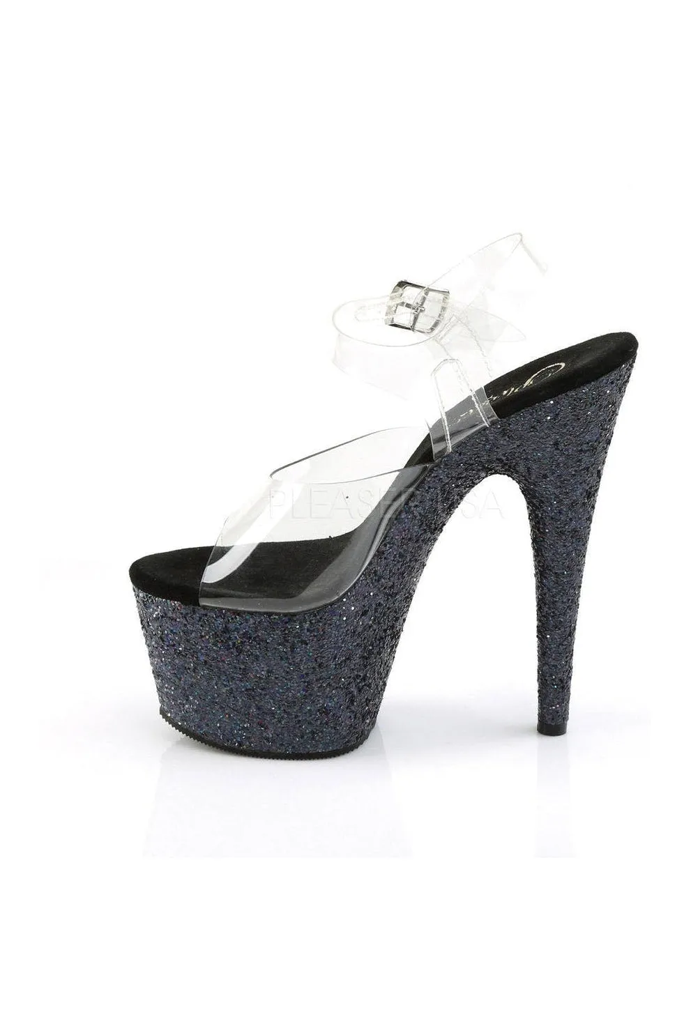 ADORE-708LG Platform Sandal  | Black Vinyl