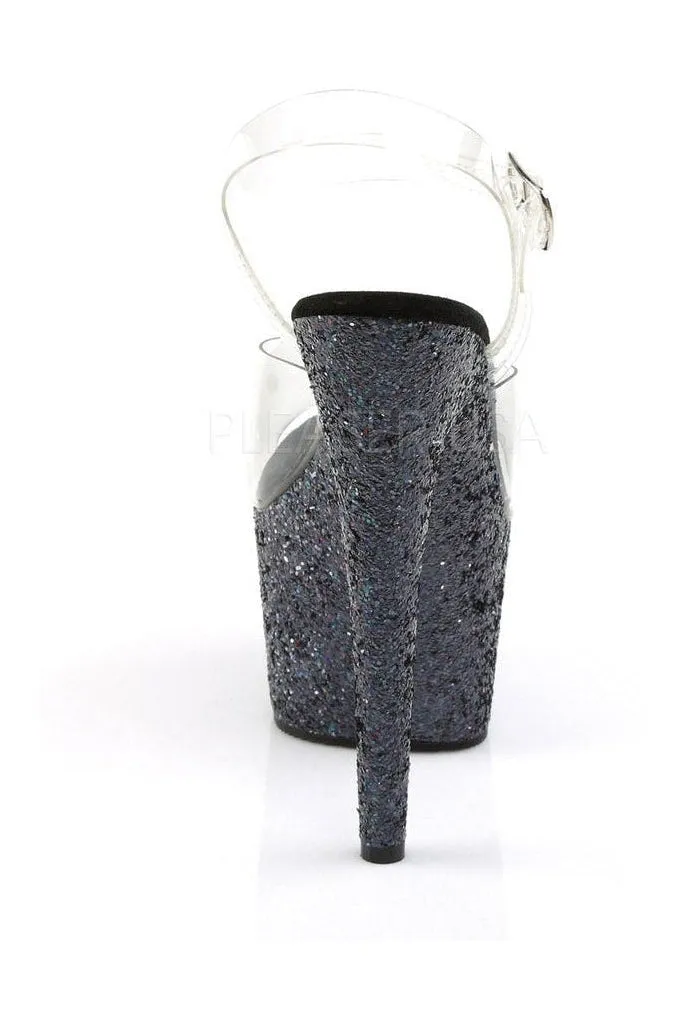 ADORE-708LG Platform Sandal  | Black Vinyl