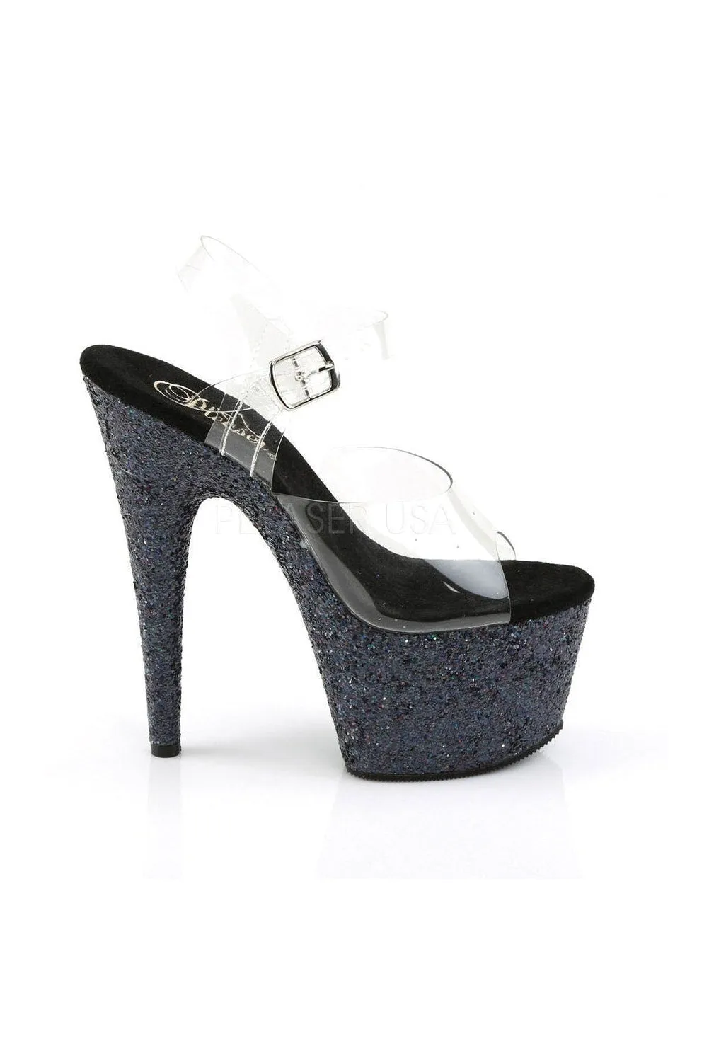 ADORE-708LG Platform Sandal  | Black Vinyl