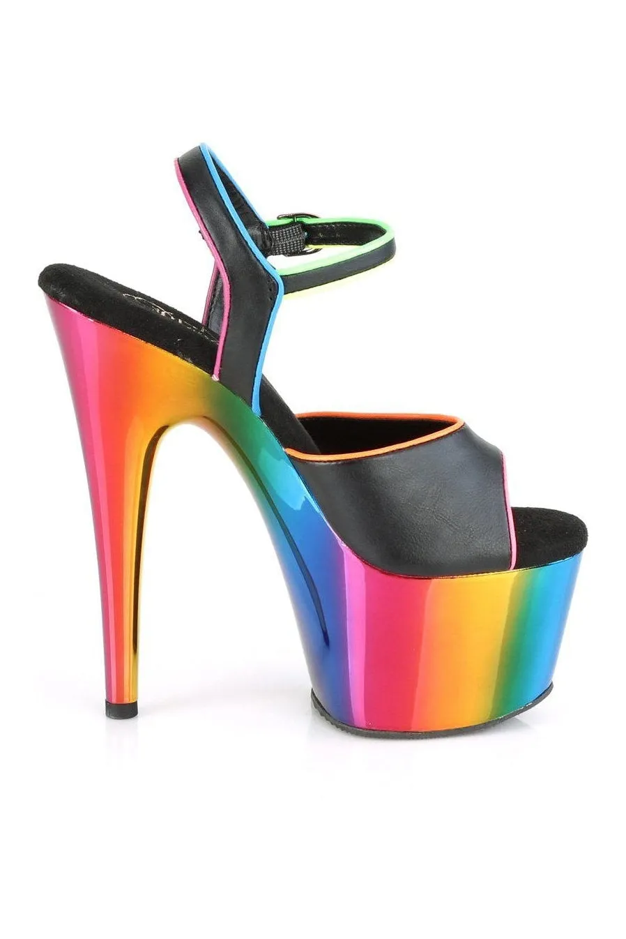 ADORE-709RC-02 Exotic Sandal | Black Faux Leather