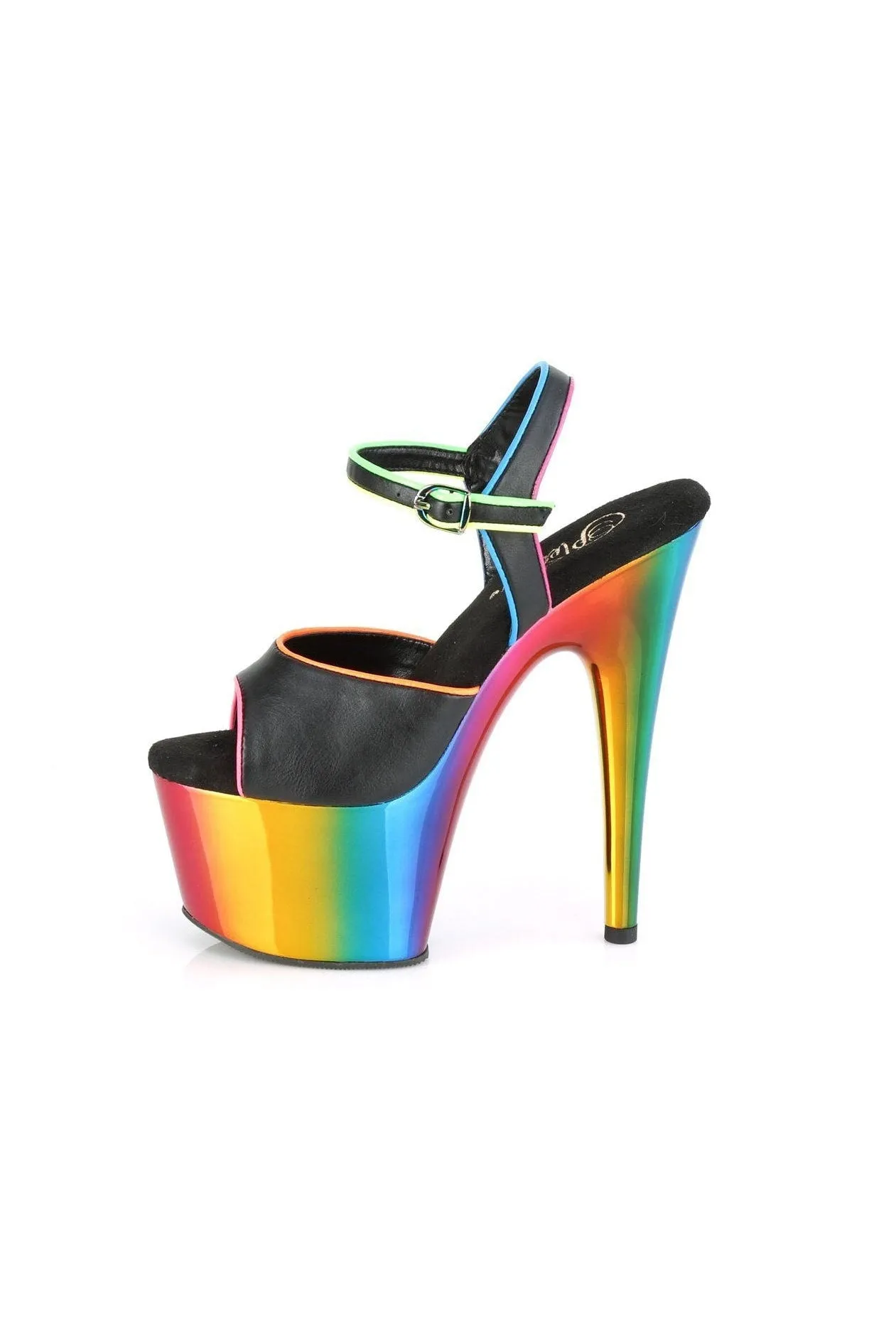 ADORE-709RC-02 Exotic Sandal | Black Faux Leather