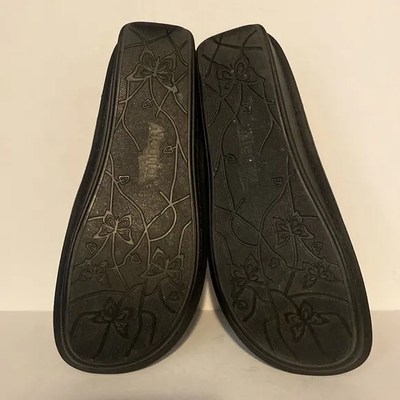 Alegria Grey Floral Embossed Leather Mary Jane Clogs