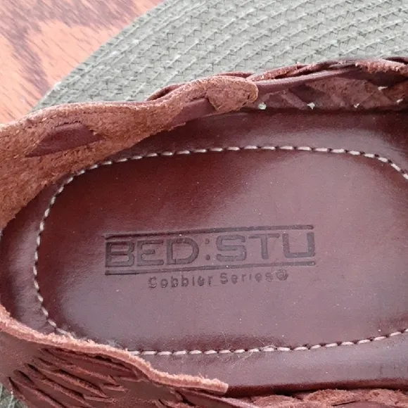 BED STU Brown Woven Leather Huarche Sandals Size 10