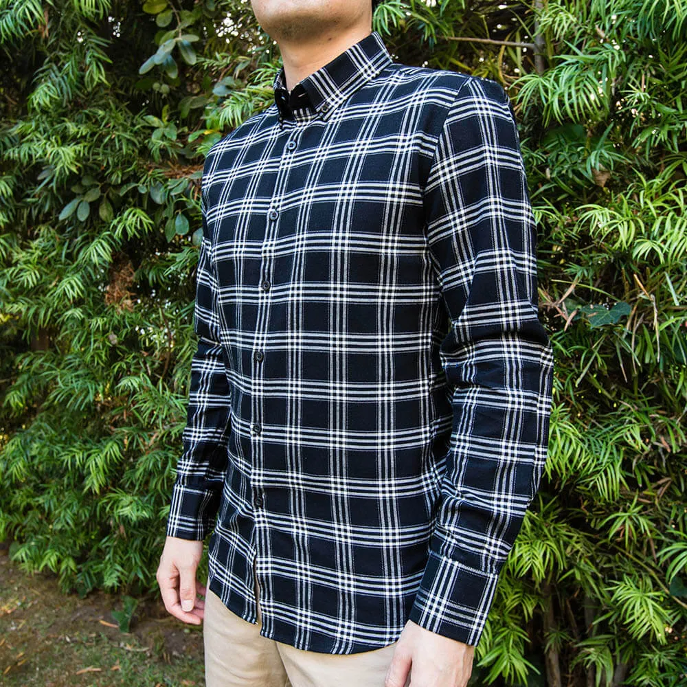 Black and White Flannel Button Down Shirt | The Script