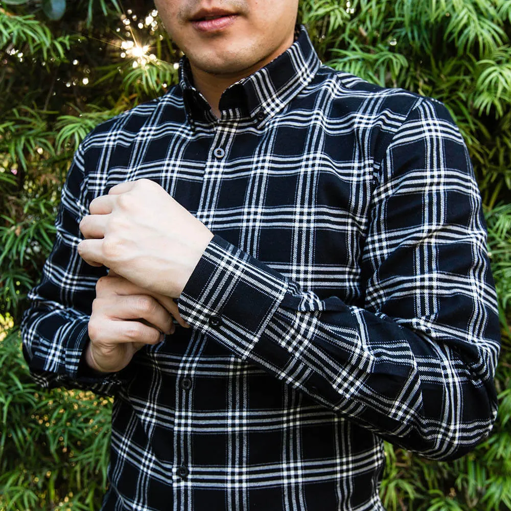 Black and White Flannel Button Down Shirt | The Script