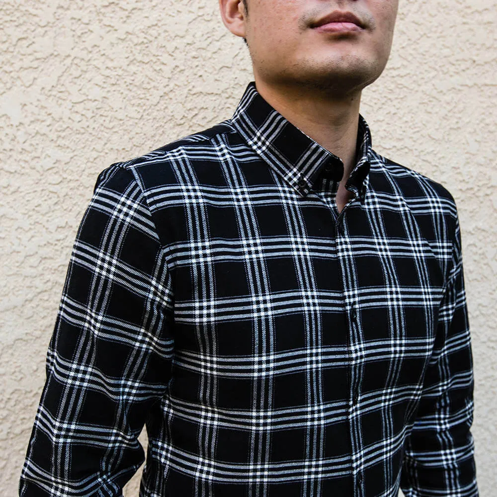 Black and White Flannel Button Down Shirt | The Script