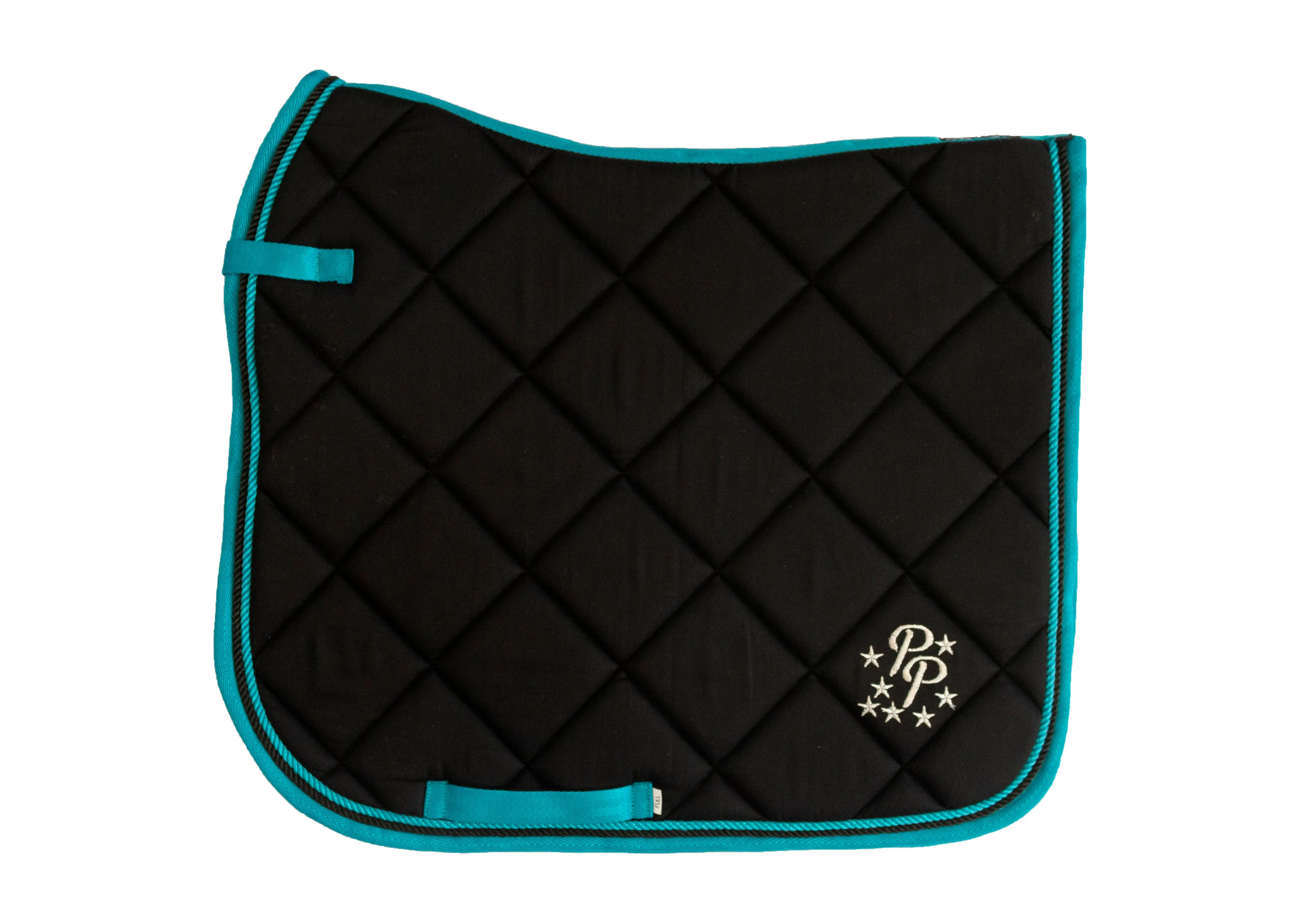 Black/Turquoise Saddle Pads - Jump, GP, and Dressage cuts