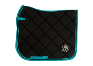 Black/Turquoise Saddle Pads - Jump, GP, and Dressage cuts