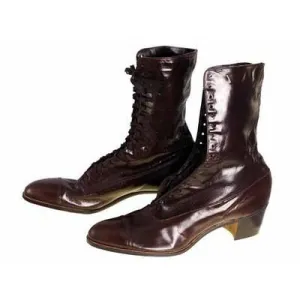 Brown Leather Kid Victorian Lady High Top Lace Boots NIB Walk Over Sz 6.5N EU37