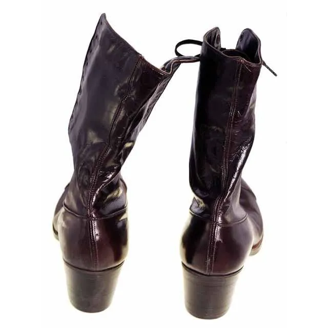 Brown Leather Kid Victorian Lady High Top Lace Boots NIB Walk Over Sz 6.5N EU37