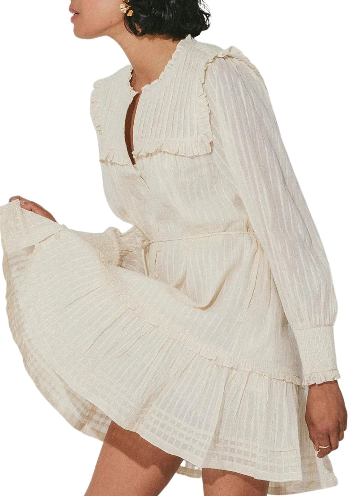Celene Button Front Mini Dress | Ivory