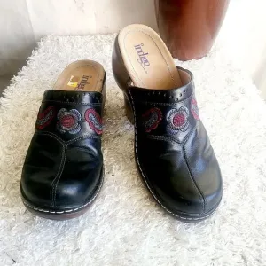 Clarks Indigo brand new embroidered leather clogs