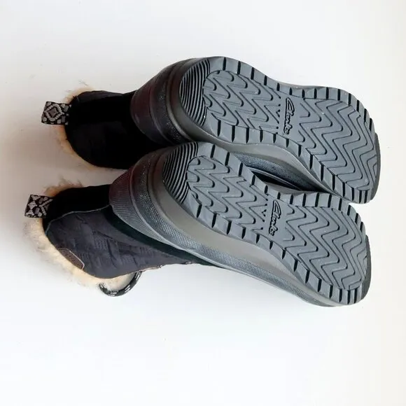 Clarks Suede Leather Nylon Rubber Fur Waterproof Lace-up Winter Rain Boots 7.5