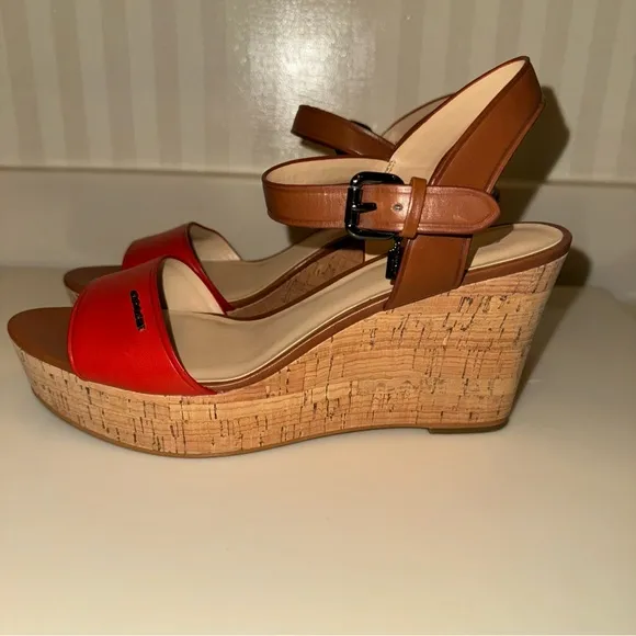 Coach Fran Cork Platform Wedge Slingback Sandal Size 9 1/2