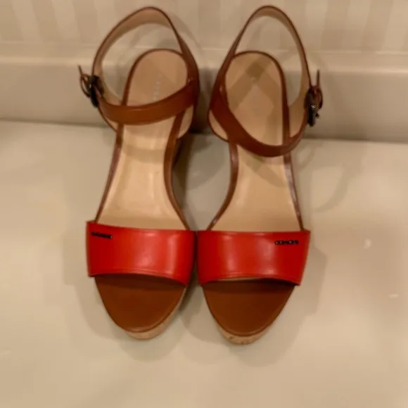 Coach Fran Cork Platform Wedge Slingback Sandal Size 9 1/2