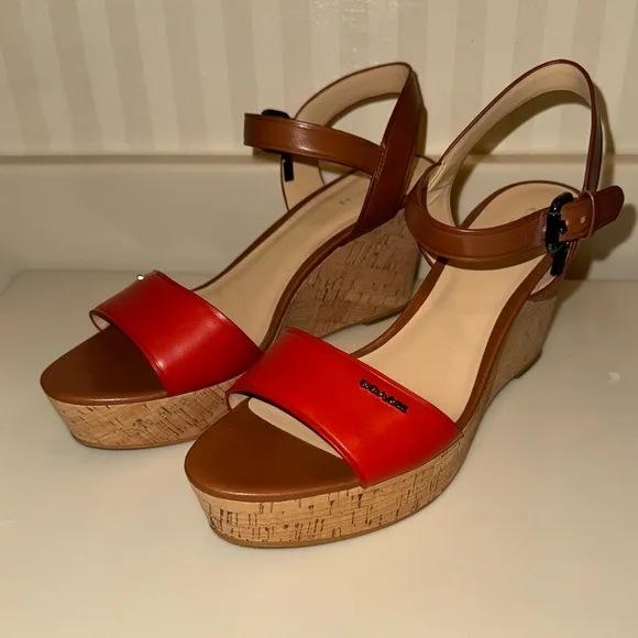 Coach Fran Cork Platform Wedge Slingback Sandal Size 9 1/2