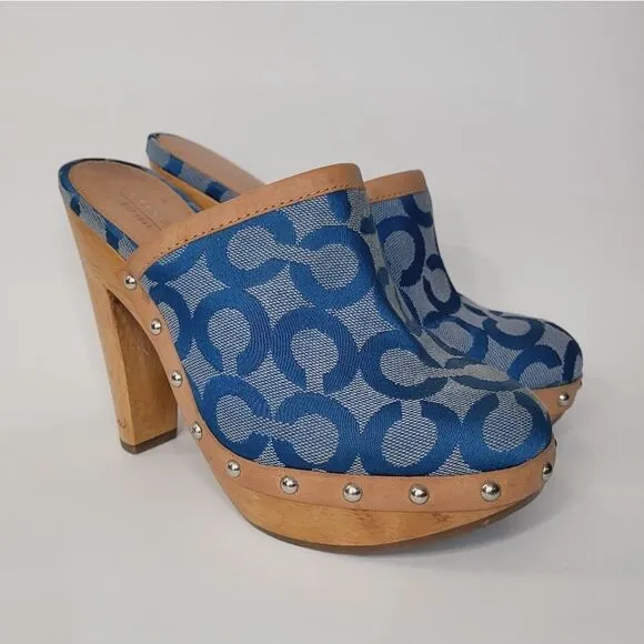 Coach Bacall Wooden Heel Clogs Size 5 Womens