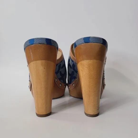 Coach Bacall Wooden Heel Clogs Size 5 Womens