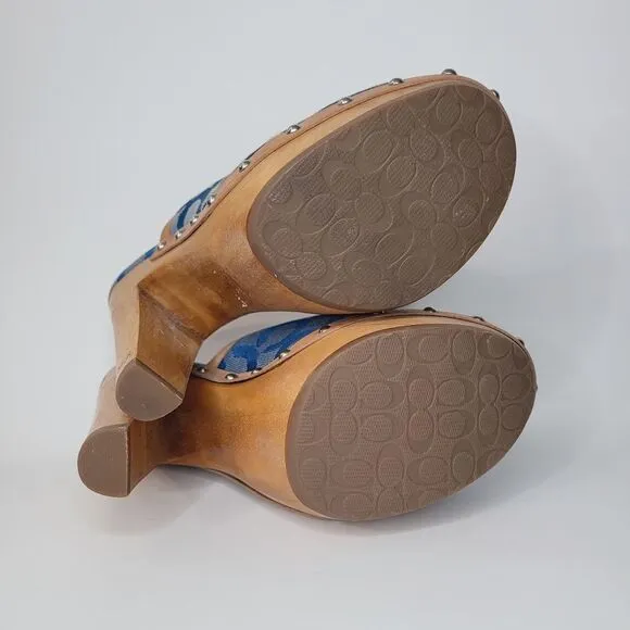 Coach Bacall Wooden Heel Clogs Size 5 Womens