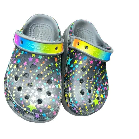 Crocs Child Cutie Crush Disco Dance Party  star platform Clogs girls size 11