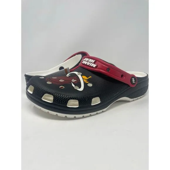 Crocs NBA‎ Miami Heat Classic Clogs Black 208861-001 Basketball Mens Size 9 NEW
