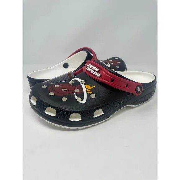 Crocs NBA‎ Miami Heat Classic Clogs Black 208861-001 Basketball Mens Size 9 NEW