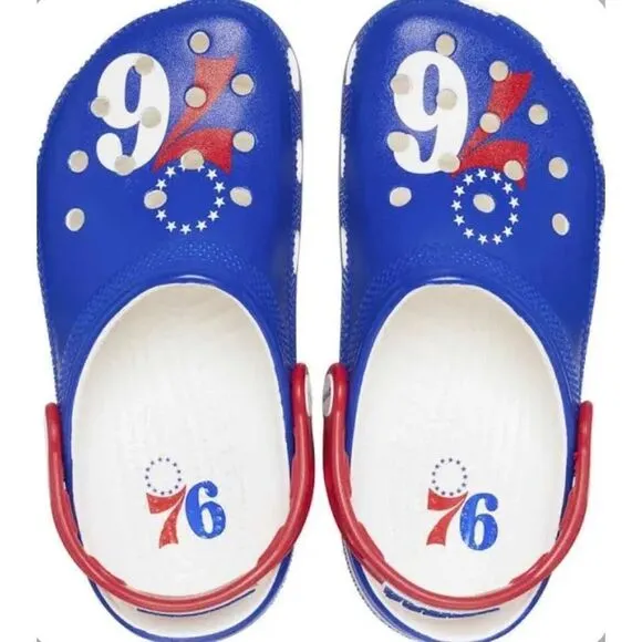 Crocs NBA Philadelphia‎ 76ers Classic Clogs 208901-100 Men Size 10 BRAND NEW