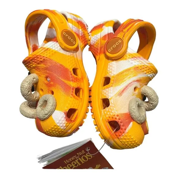 Crocs X Honey Nut Cheerios Clogs Toddler C4 Sandals Orange Cereal Novelty Gift