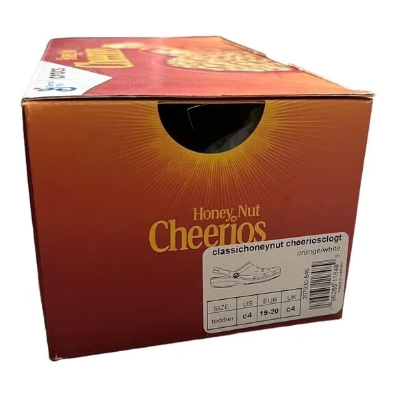Crocs X Honey Nut Cheerios Clogs Toddler C4 Sandals Orange Cereal Novelty Gift