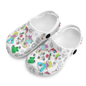 Custom Name Doodle Princess Garden Kid's Clogs