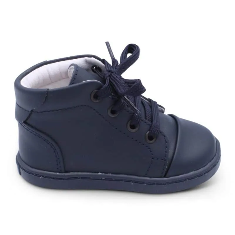 'Danilo' Boys Navy Leather High-Tops