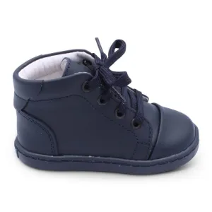 'Danilo' Boys Navy Leather High-Tops