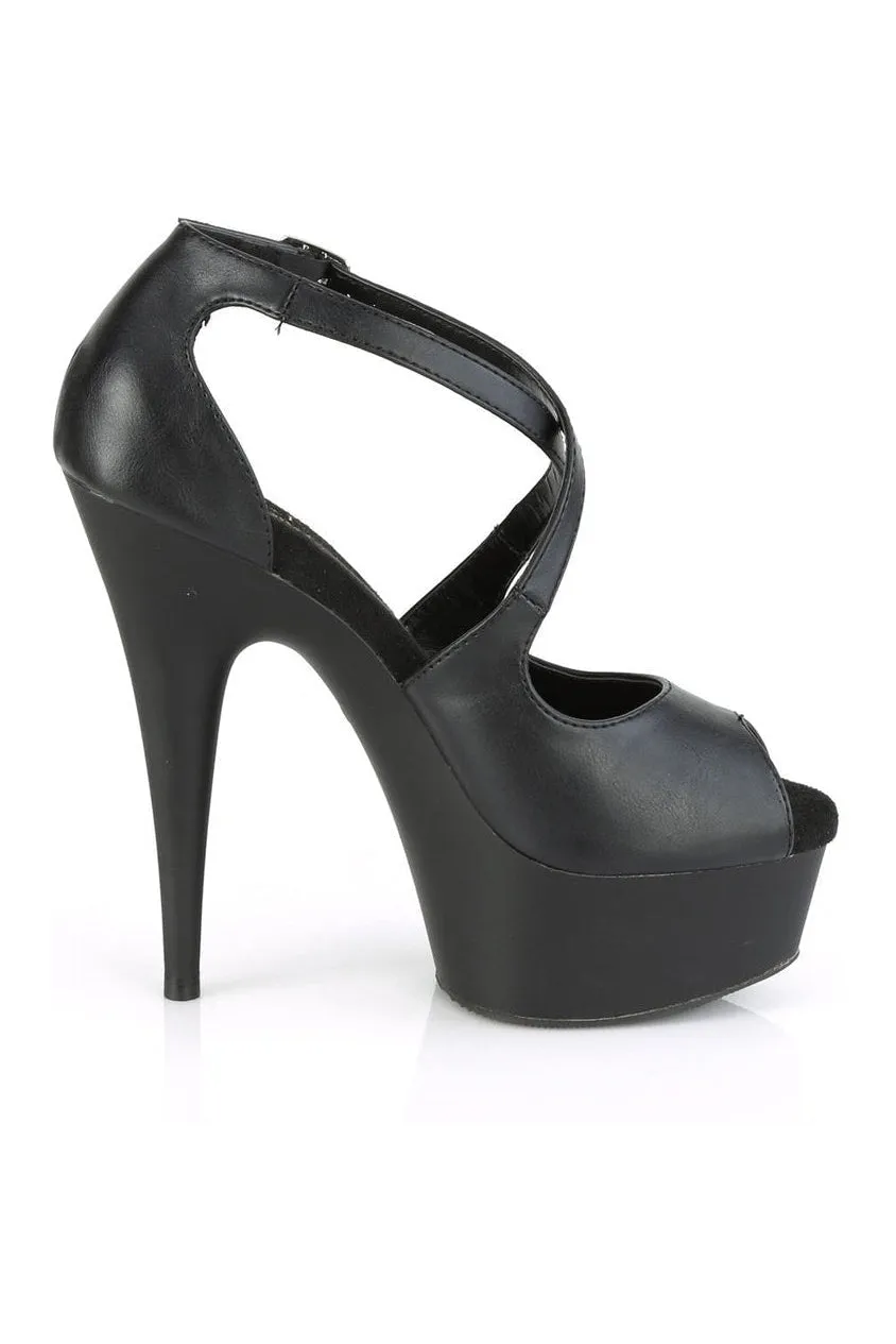DELIGHT-621 Exotic Sandal | Black Faux Leather