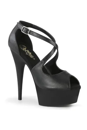 DELIGHT-621 Exotic Sandal | Black Faux Leather