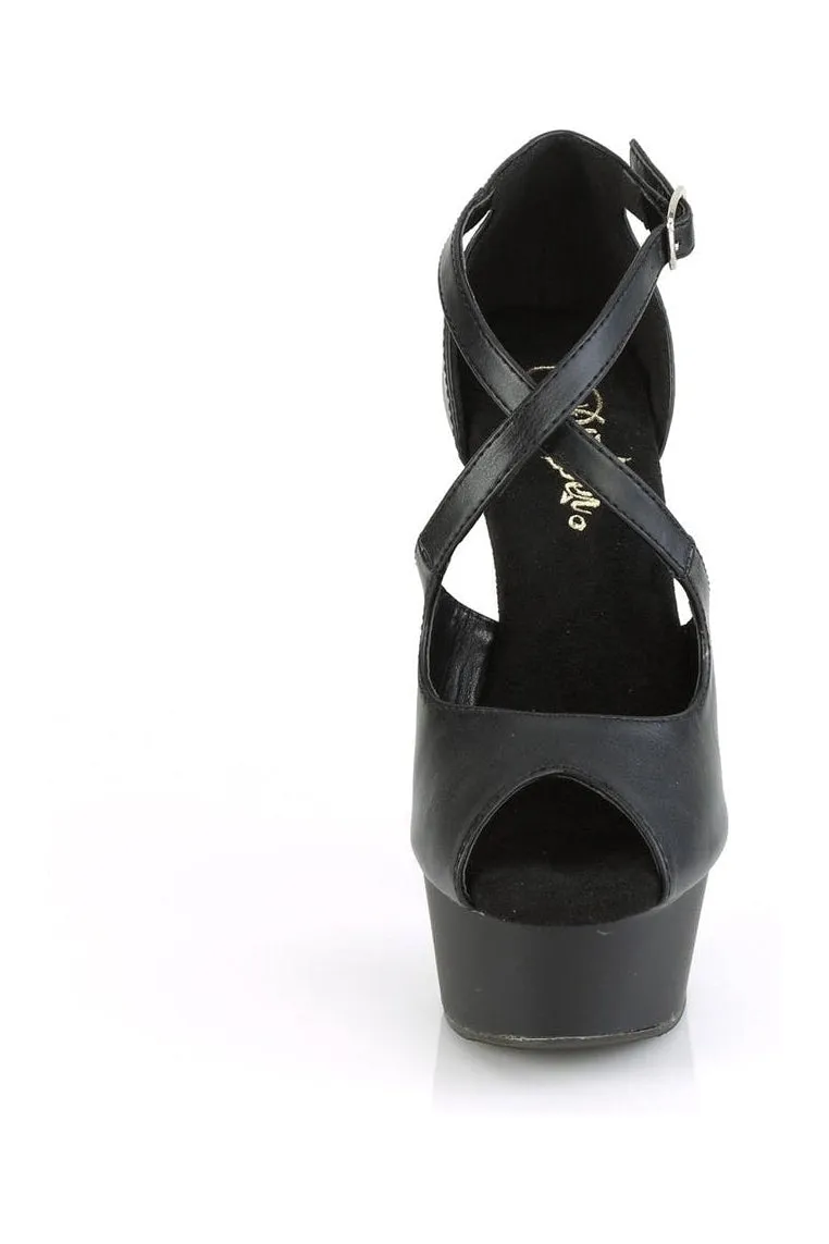 DELIGHT-621 Exotic Sandal | Black Faux Leather