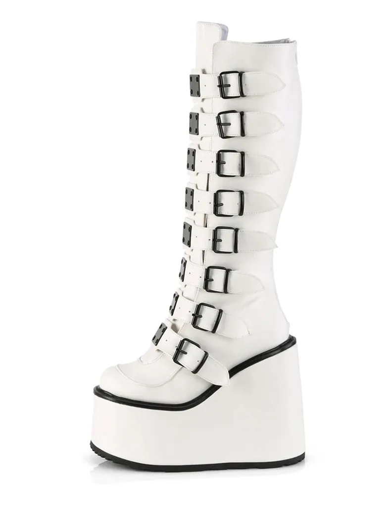 DEMONIA SWING-815 BOOTS - WHITE VEGAN LEATHER ✰ PRE ORDER ✰