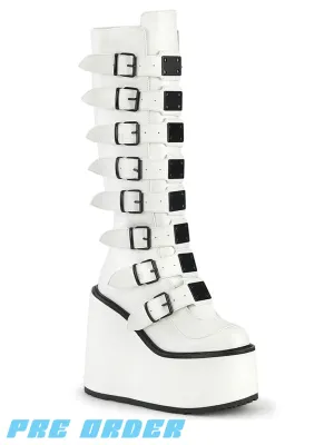 DEMONIA SWING-815 BOOTS - WHITE VEGAN LEATHER ✰ PRE ORDER ✰