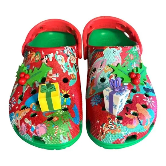 Disney Mickey‎ Mouse &amp; Friends Crocs Christmas Holiday Clogs for Kids SZ 12