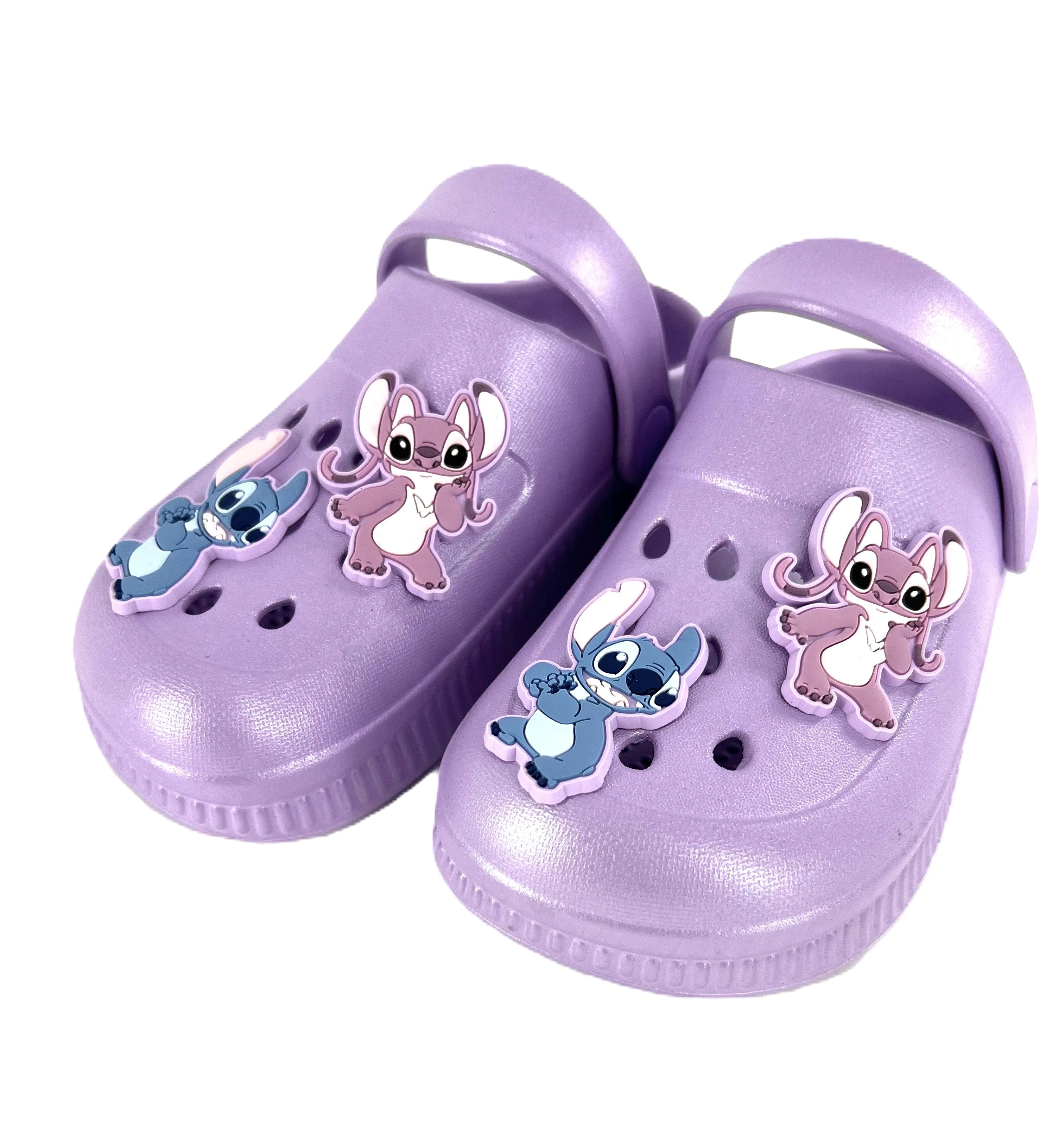 Disney Stitch Kids Clog Sandals – Purple with Stitch & Angel Charms – Size 8-1