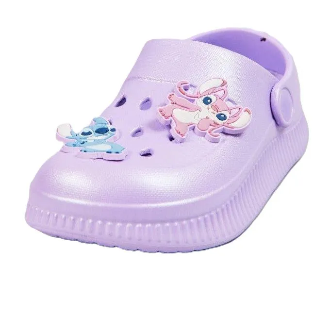 Disney Stitch Kids Clog Sandals – Purple with Stitch & Angel Charms – Size 8-1