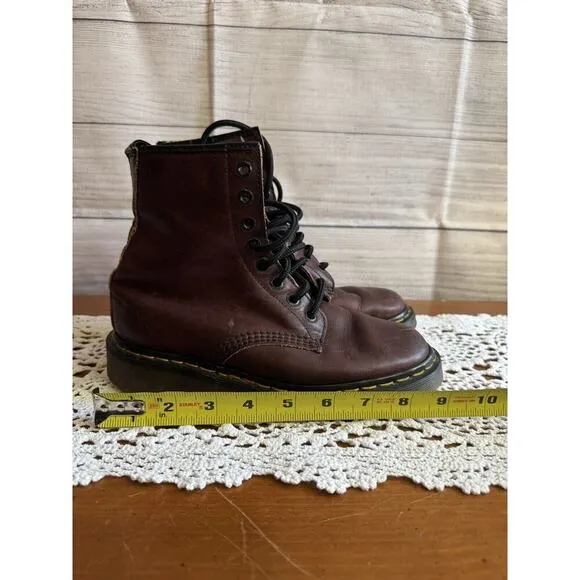Doc Dr Martens Cherry Red Leather Boots Made In England 5 Mens/6 Wmns? 8-Eye