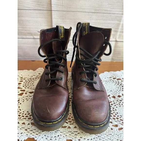 Doc Dr Martens Cherry Red Leather Boots Made In England 5 Mens/6 Wmns? 8-Eye