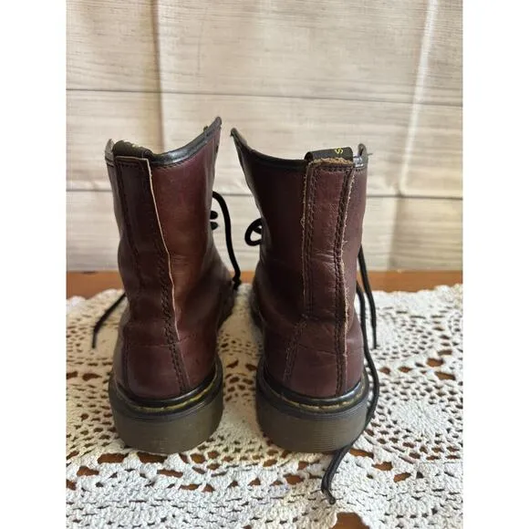 Doc Dr Martens Cherry Red Leather Boots Made In England 5 Mens/6 Wmns? 8-Eye