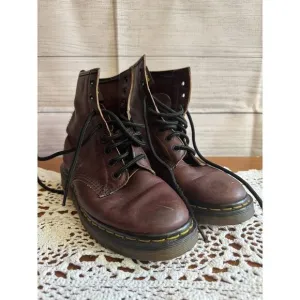 Doc Dr Martens Cherry Red Leather Boots Made In England 5 Mens/6 Wmns? 8-Eye