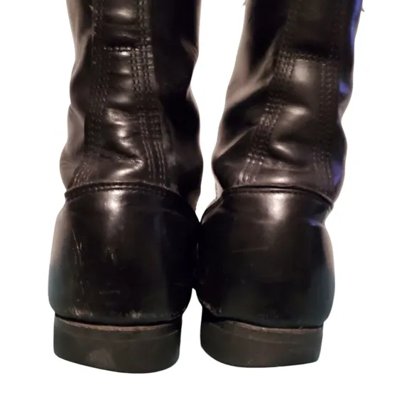 Double-H Black High-Top Leather Lace-Up Combat Boots Men's Size 8.5E